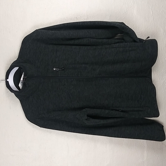 Free Country Microtech Fleece Black Gray Funnel Neck Long Sleeve 1/4 Zip Jacket - Picture 15 of 15